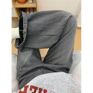 女风 抖音质量黑灰色条纹直筒阔腿牛仔裤ZK0313-P60 加绒70图片