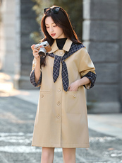 现货新款秋新款韩版时尚宽松休闲活帽女今年流行短外套炸街风衣，女装风衣，韩美纤衣