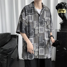 INS潮流夏季2023夏季潮牌短袖衬衣外套腰果衬衫W907-P28，男装衬衫，星座512-2