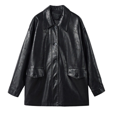 海宁真皮皮衣女中长款2025新款高级感宽松休闲外套绵羊皮夹克上衣，女装皮衣，简古