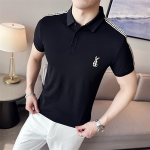 2024新款丝光珠地面料修身翻领短袖POLO衫男PL9303-p55图片