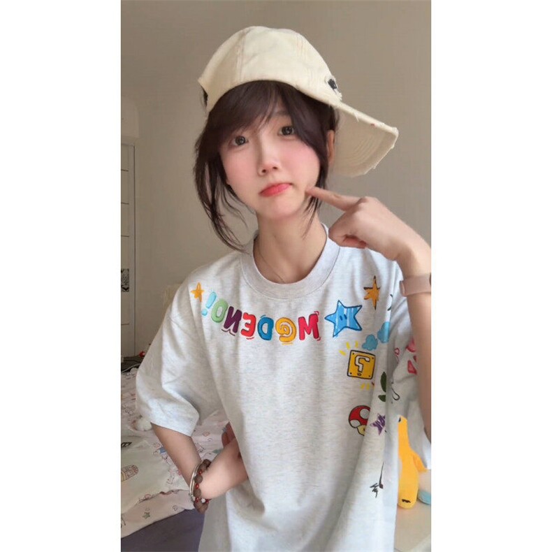 【有货】BK900CC-特P28美式涂鸦卡通印花短袖T恤男女,男装T恤,星座1007（原301D）