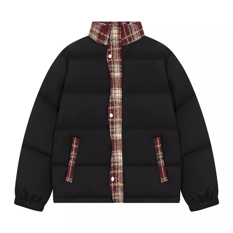 潮美式街头格子拼接格子立领棉服冬季立领面包服TT8810P80,男装棉衣,星座1013-5