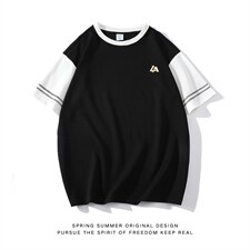 新款英伦夏季时尚拼色袖子ins小众百搭青少年T恤ZDY3415-P49，男装T恤，星座717