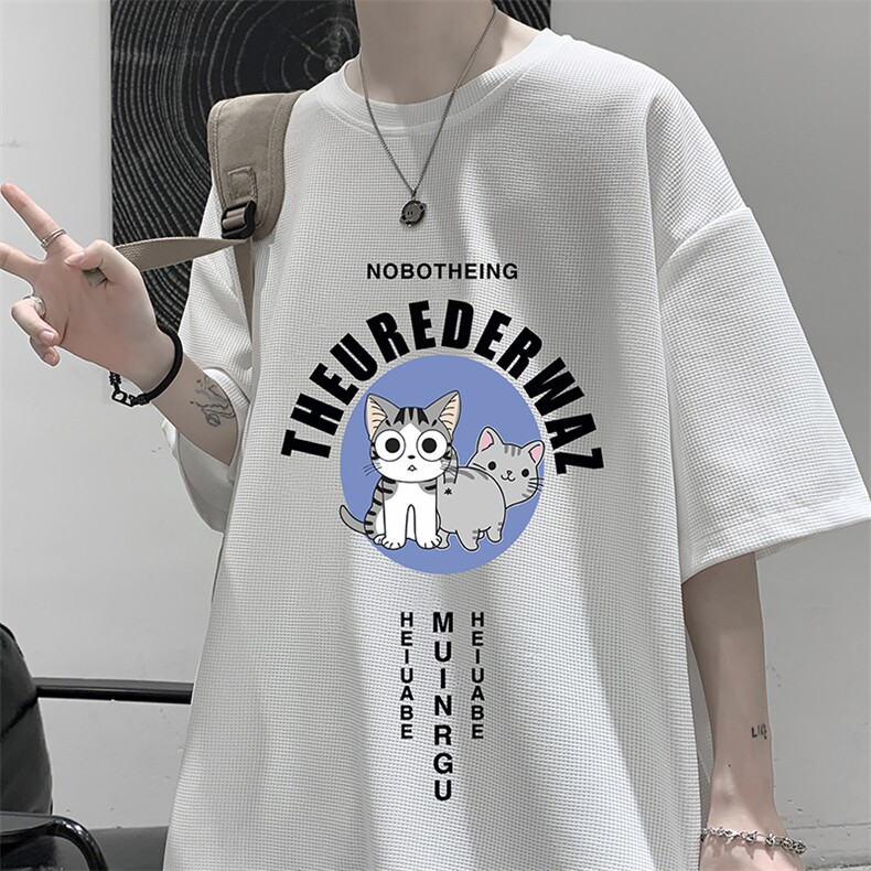 HT73160-P22 华夫格t恤男短袖男大码五分袖 大皂风图片