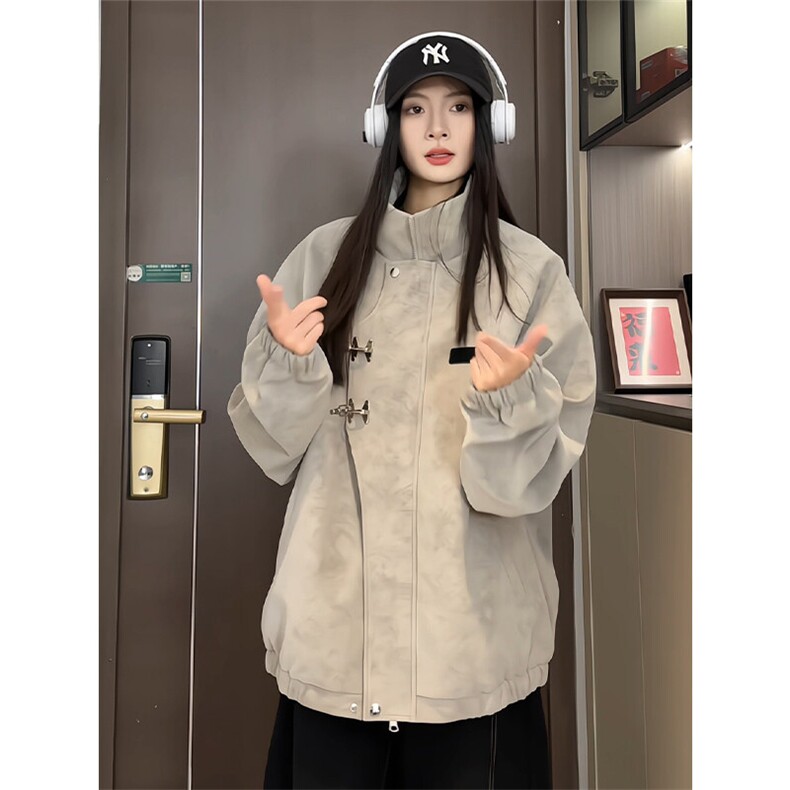 PY218/P85新款2025新中式扎染皮衣休闲男女宽松百搭复古高街外套，男装皮衣，电商基地A050