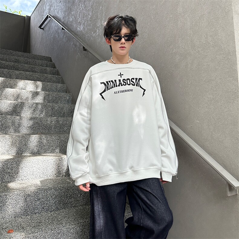 秋季港风宽松设计款休闲圆领卫衣潮外套XZ808B-WH090-P58,女装短外套,星座808B