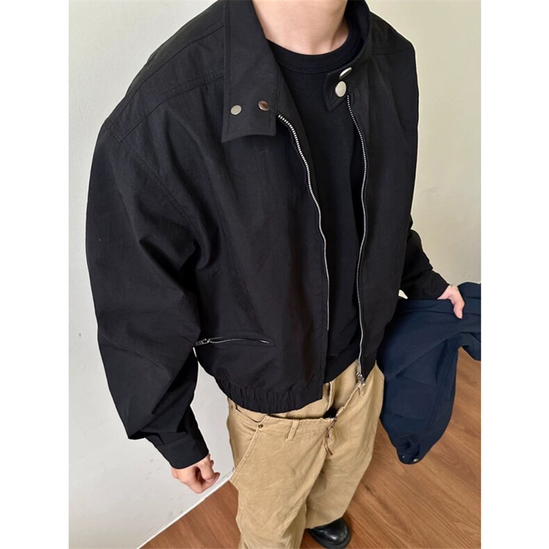 网图有货藏青色复古哈灵顿夹克立领飞行员棒球服外套男A337-P70,男装夹克,星座1505