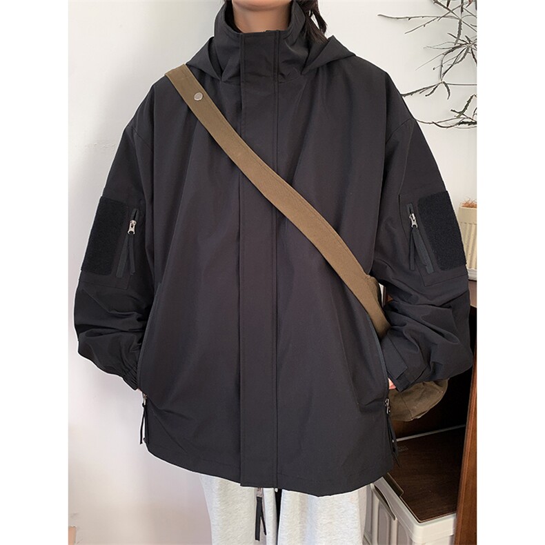 秋季新款魔术贴连帽夹克潮流机能风百搭冲锋衣外套CYJK9235-P80,男装夹克,电商A128