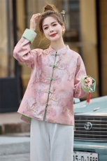 水衣源2607款新中式提花刺绣短外套薄款女（也有羽绒服版），女装短外套，水衣源