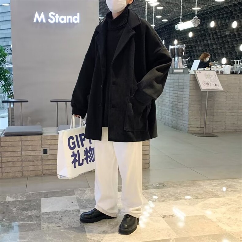 毛呢大衣男韩版潮流中长款2023秋冬季新款ins宽松帅外套W3209-P50,男装毛呢大衣,星座412-2