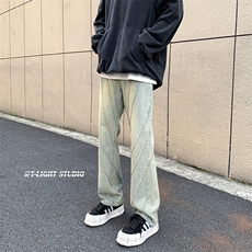 B221美式ins高街暗黑小众个性设计直筒牛仔裤LK23144-P65控88，男装牛仔裤，电商B221