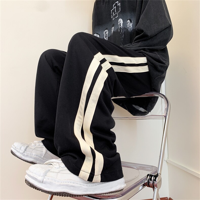 XZ221-1/K612/P502025春纯棉情侣双杠条纹百搭直筒运动休闲裤,男装休闲裤,星座221-1
