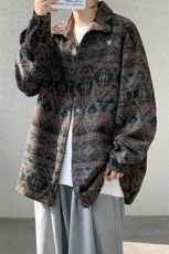 8XL-M复古大码民族风衬衫男款秋冬季加厚粗呢藏式外套CS29001P68，男装衬衫，电商B312
