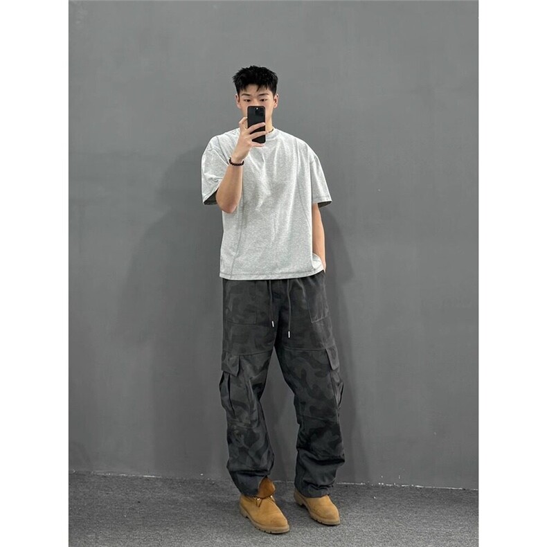 美式解构设计小领口t恤男上衣夏季宽松透气休闲短袖L66166-p36,男装T恤,星座1008
