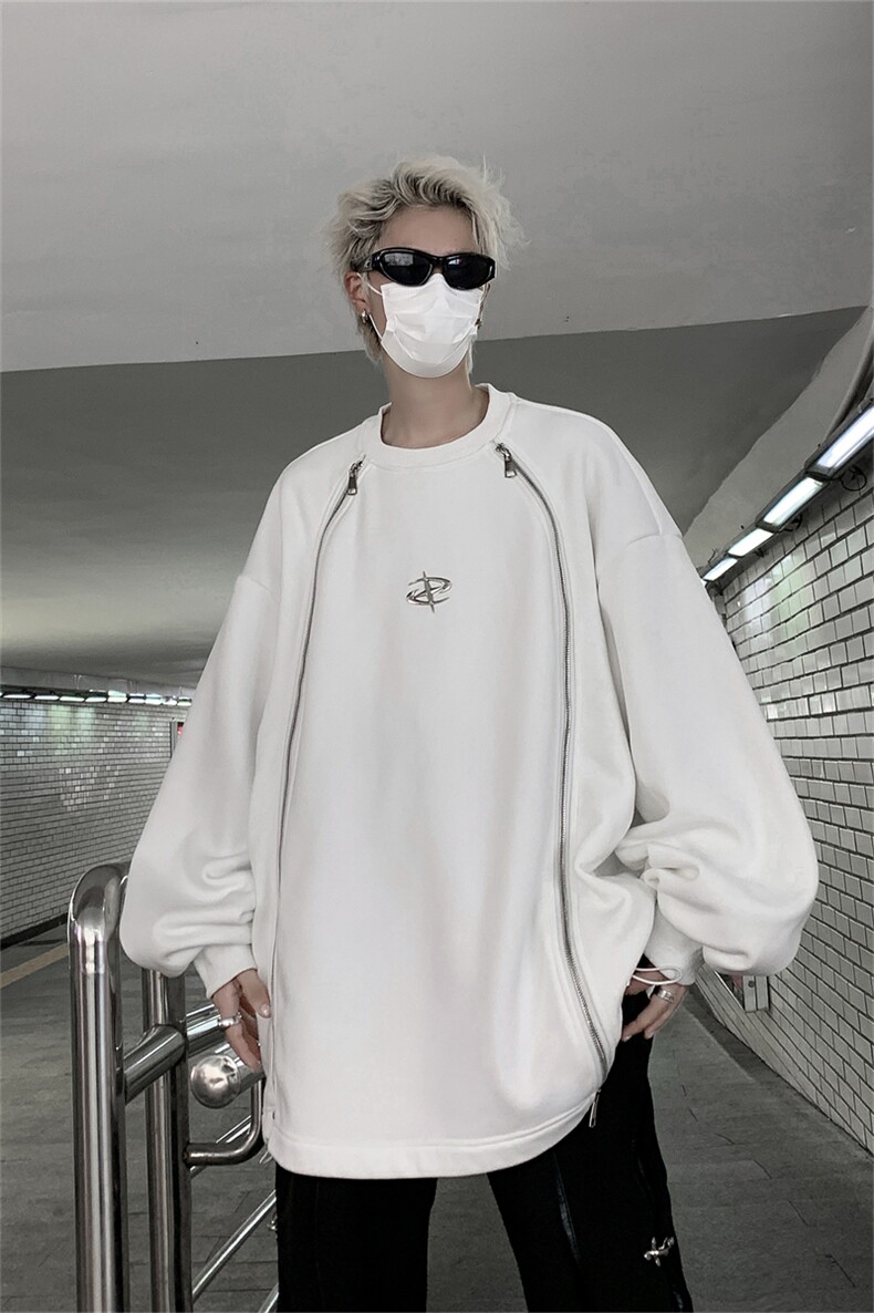405A美式高街小众个性金属设计拉链圆领卫衣WY802-P68控88,男装卫衣,星座405A