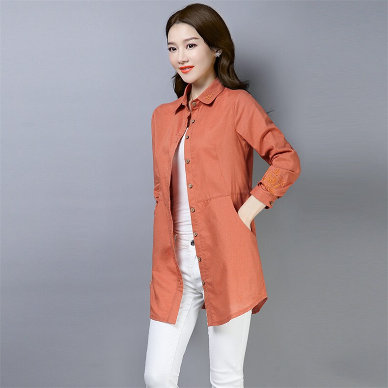 2021年春季时尚潮流气质衬衫纯色POLO领排多扣直筒，女装衬衫，独衣靓