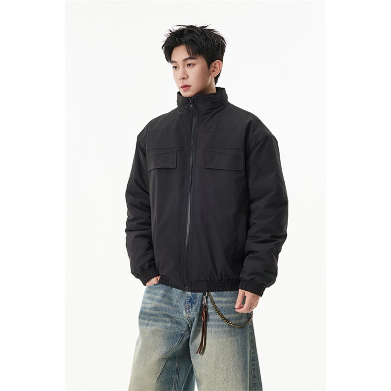 GENIOLAMODE高街解构立领男士棉服秋冬季加厚哈灵顿夹克宽松潮牌,男装棉衣,电商A003