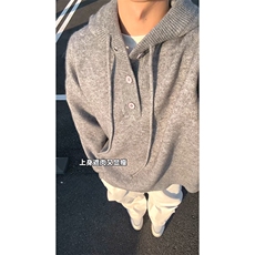 重磅秋冬装北极绒开衫毛衣美式复古休闲慵懒风针织衫加厚连帽外套，男装针织衫/毛衣，电商A486-1