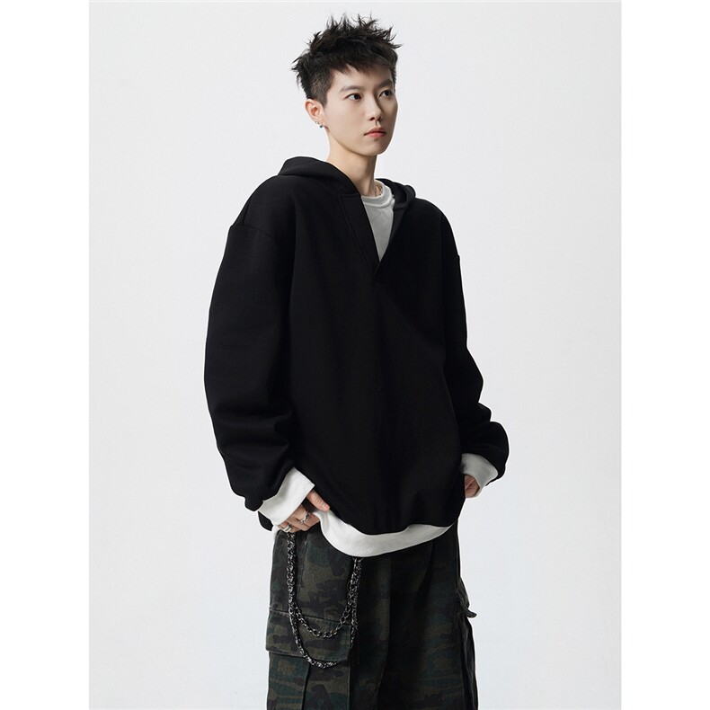 MW2527-特P55控9854棉46聚酯连帽假两件POLO情侣卫衣宽松外套男,男装Polo衫,电商B370