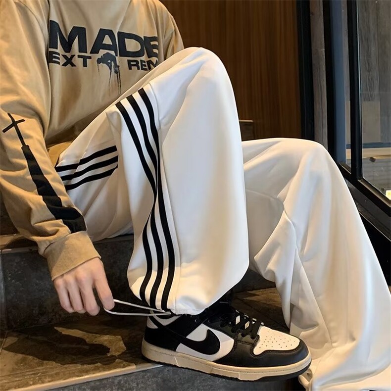 GX46P38日系直筒宽松拖地休闲裤男女秋季侧杠拼接运动裤学生卫裤,男装休闲裤,星座1108-5