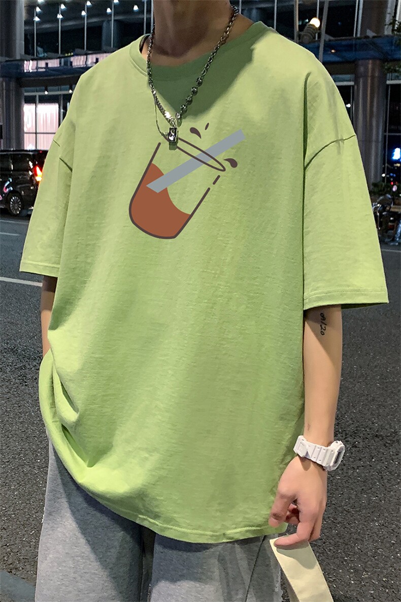 港风夏季新款22百搭休闲短袖T潮印花宽松男士圆领1210-2-6602-P15,男装T恤,星座1816-2（原1210–2）