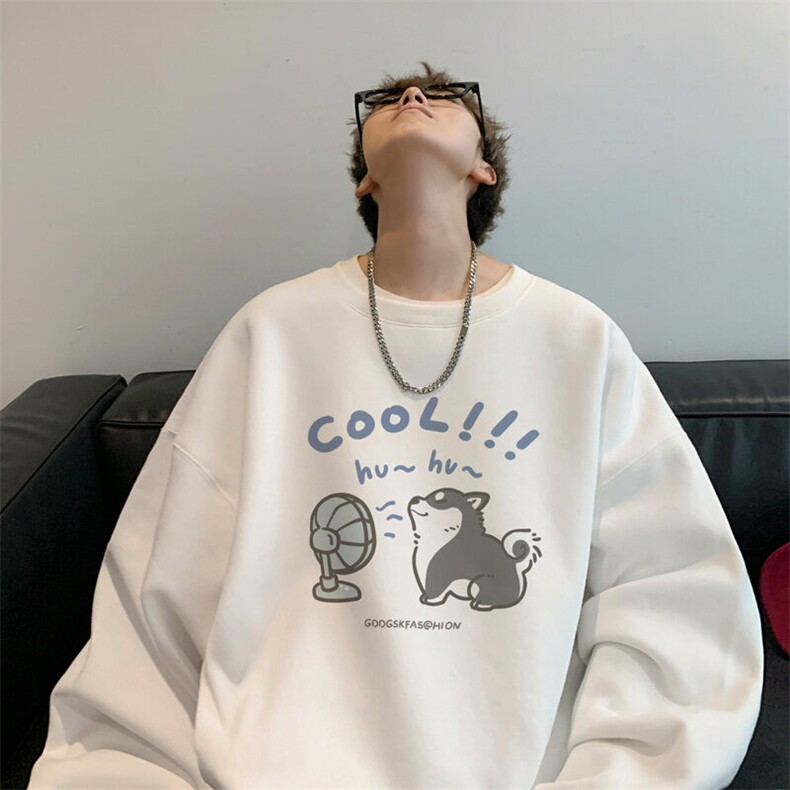 内景春季新款可爱小狗圆领卫衣男潮宽松打底衫WY9095/P35加绒P45，男装卫衣，电商B316