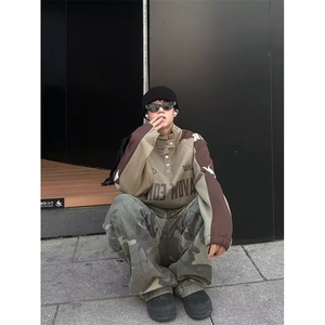 立领卫衣男春秋季新款美式潮流宽松上衣服大码休闲套头外套图片