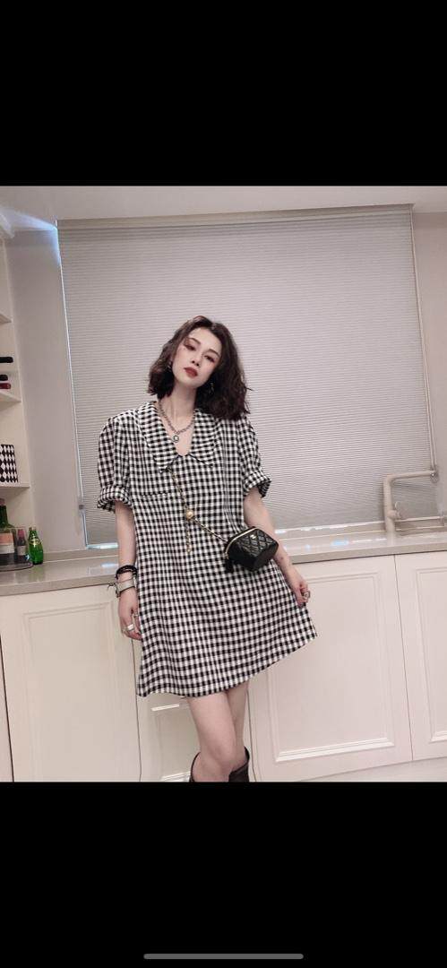 格子连衣裙ＭL，女装连衣裙，可纳奇