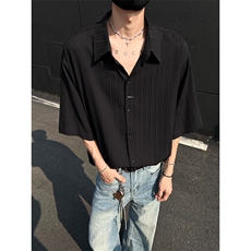 现货夏新男潮短袖小众高级褶皱感设计衬衫上衣513DC3538P30，男装T恤，星座513