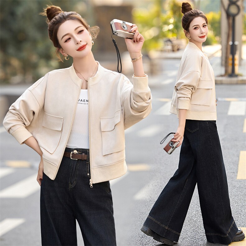 休闲气质小个子棒球服外套女2025春秋新款蝙蝠袖宽松短款夹克上衣，女装短外套，今喜