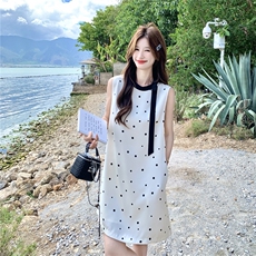 26新款夏装时尚温柔风蝴蝶结印波点连衣裙女182A-8710P135K198，女装连衣裙，浙宝182A