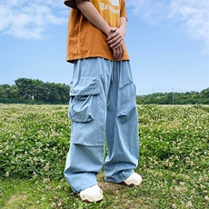 美式复古工装裤男女宽松高街长裤嘻哈潮流hiphop阔腿裤子TN27-P42，男装休闲裤，星座1008