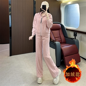 女秋冬新款宽松显瘦卫衣直筒裤两件套图片