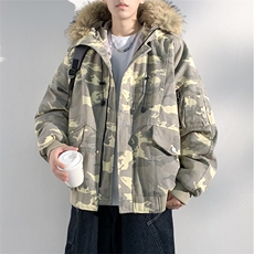 美式毛领派克棉服男冬季加厚工装棉衣情侣外套M060-P110迷彩P115，男装棉衣，星座308B-2
