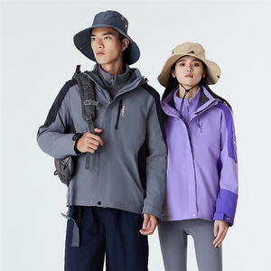 冲锋衣男女三合一可拆卸山系户外钓鱼冬季加绒加厚防水外套登山服图片