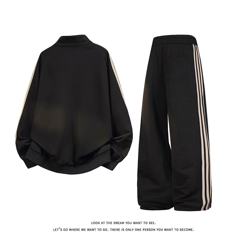 拼色三条杠撞色开衫卫衣大码宽松休闲立领外套W4602-P52【特价】,女装短外套,电商A007