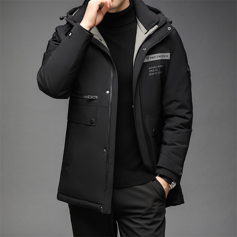 冬季休闲羽绒服爸爸装纯色外套中老年男士新款潮QLMF86068-P315,男装羽绒服,电商B212（原钱塘6029）
