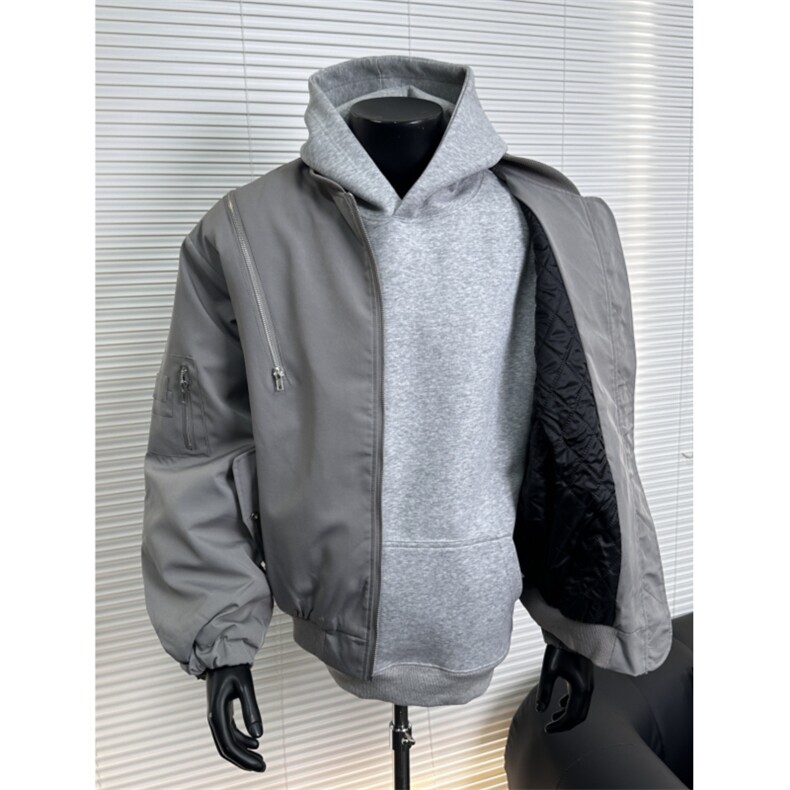现货灰色三防面料夹棉棉服拉链多功能棉衣潮男JMF33-特p,男装棉衣,星座910A