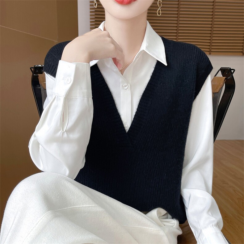 纯羊毛针织坎肩女2025新款无袖上衣百搭叠穿外套毛衣宽松显瘦马甲,女装马甲,绒汀羊绒