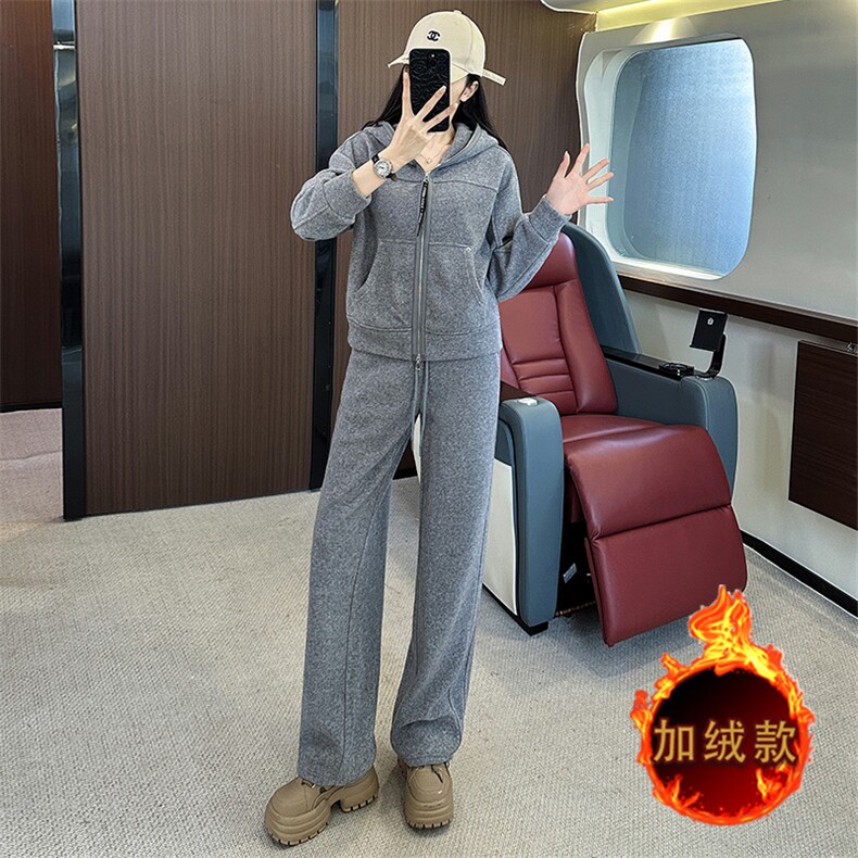 女秋冬新款宽松显瘦卫衣直筒裤两件套,女装套装/套裙,江南