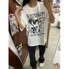 T0676-P30复古乐队猫咪纯棉印花短袖男女款情侣学院风上衣，男装T恤，星座617A-2