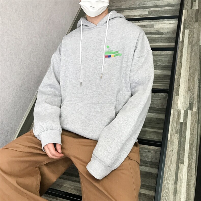 港风冬装背后印花简约店主情侣款加绒连帽卫衣男A189,男装卫衣,星座910A