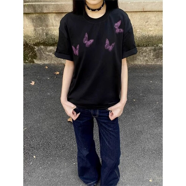 高品质纯棉短袖-宽松落肩款-白墨印花尺码:M-3XL,男装T恤,星座506A