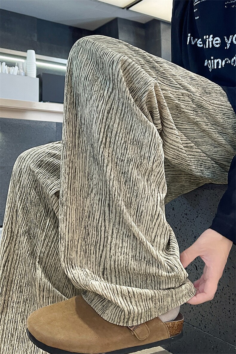 灯芯绒舒适休闲百搭扎染肌理感宽松拖地休闲裤男K24049-特P33控65,男装休闲裤,电商A001