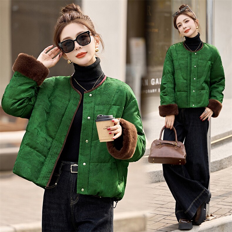 复古提花新中式国风羽绒服女2025冬季新款时尚气质拼接白鸭绒外套，女装羽绒服，依如秀(原杭风阁)