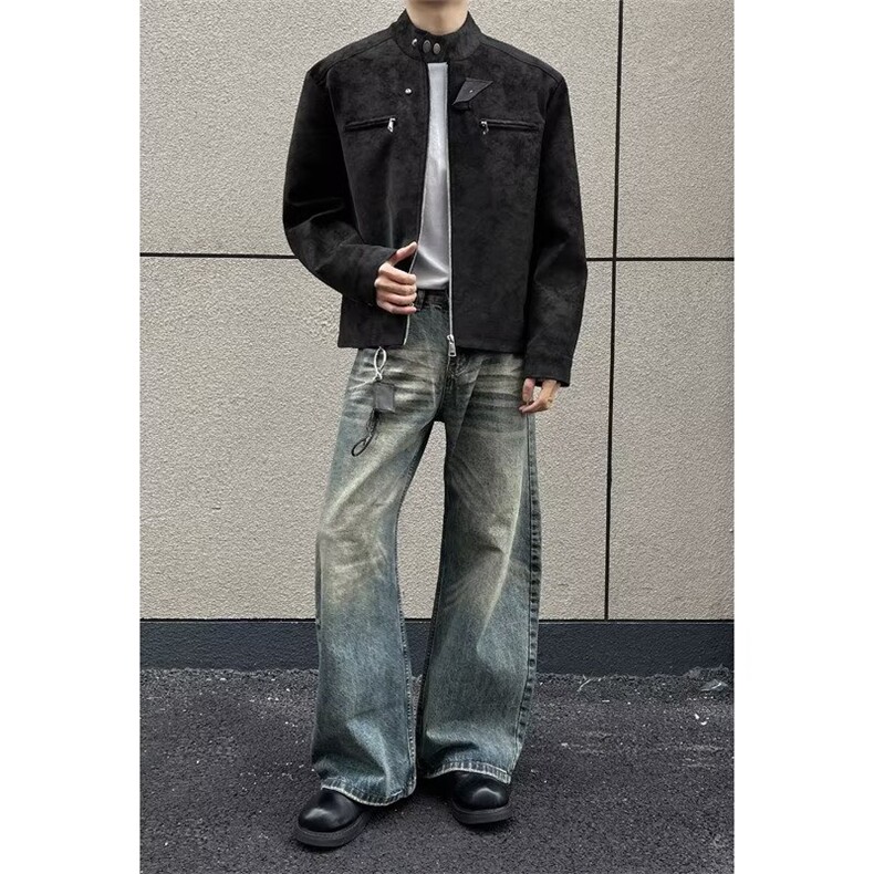 美式街头机车皮衣夹克男春秋季新款痞帅宽松休闲外套APU03-P59,男装夹克,星座208-5