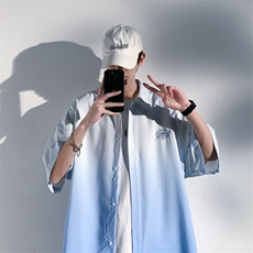 宽松大码渐变色冰丝衬衫短袖男女中性风XZ301AC9911P45控58，男装衬衫，星座301A