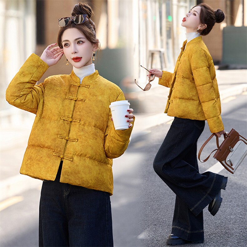新中式g风羽绒服女2024冬季新款白鸭绒加厚小个子短外套图片