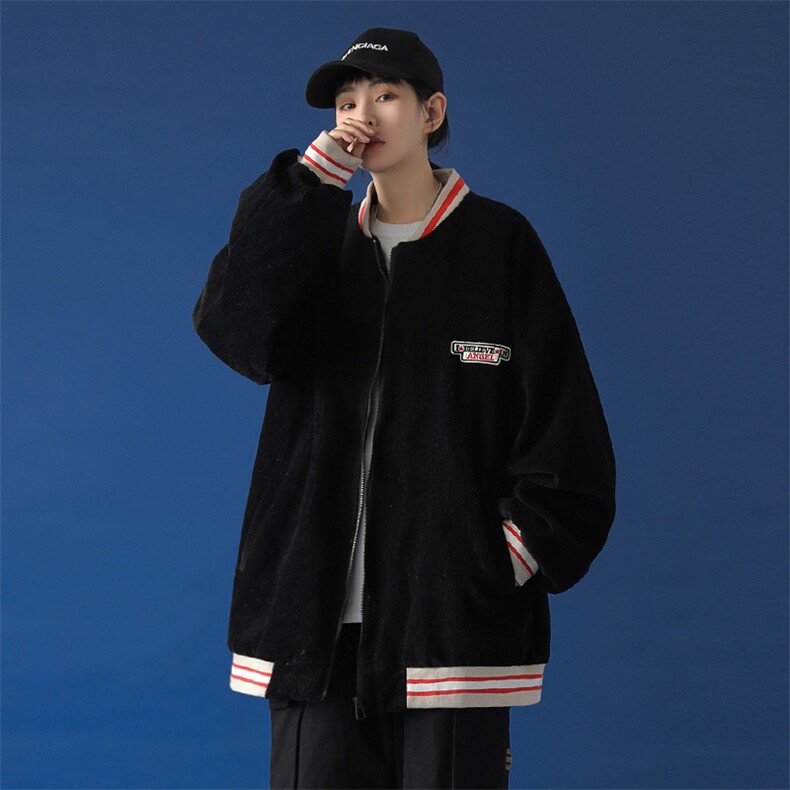 20年秋冬新款贴绣小熊水洗100%棉灯芯绒棒球服DS-B293-A777-P90,男装夹克,电商A306